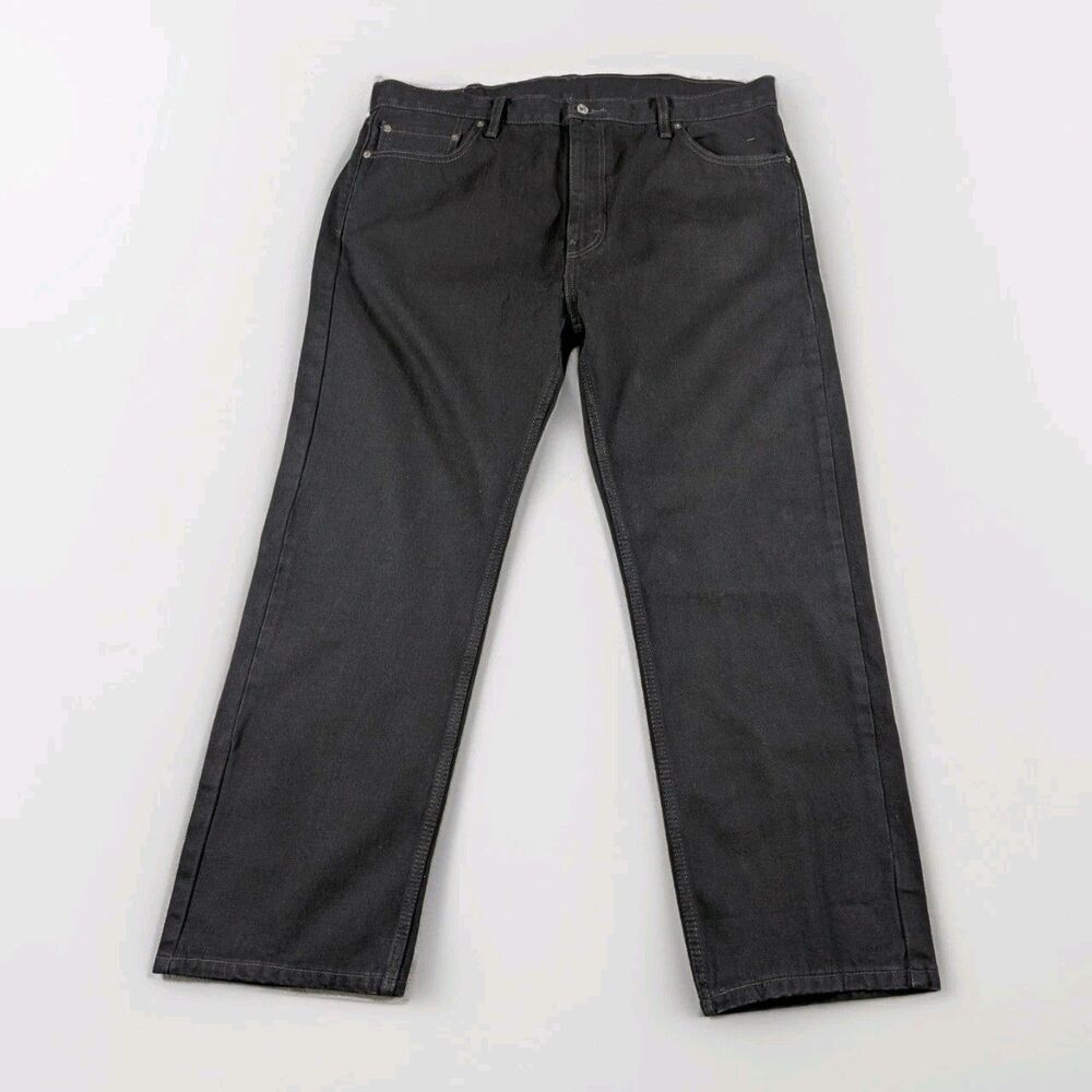 Levis 505 Black Jeans Mens 42x30 Straight Leg Dad Jean Workwear Casual - Picture 1 of 13